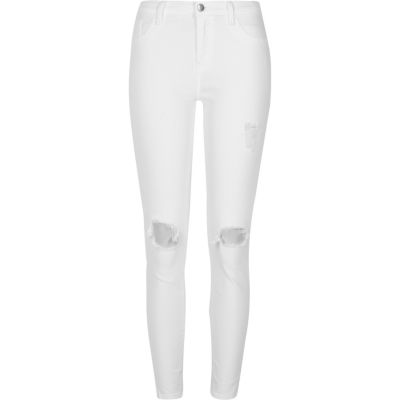 White ripped super skinny Amelie jeans